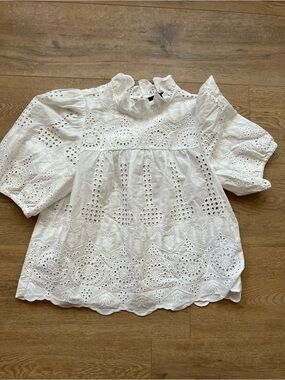 O.P.T. 100% cotton white eyelet blouse